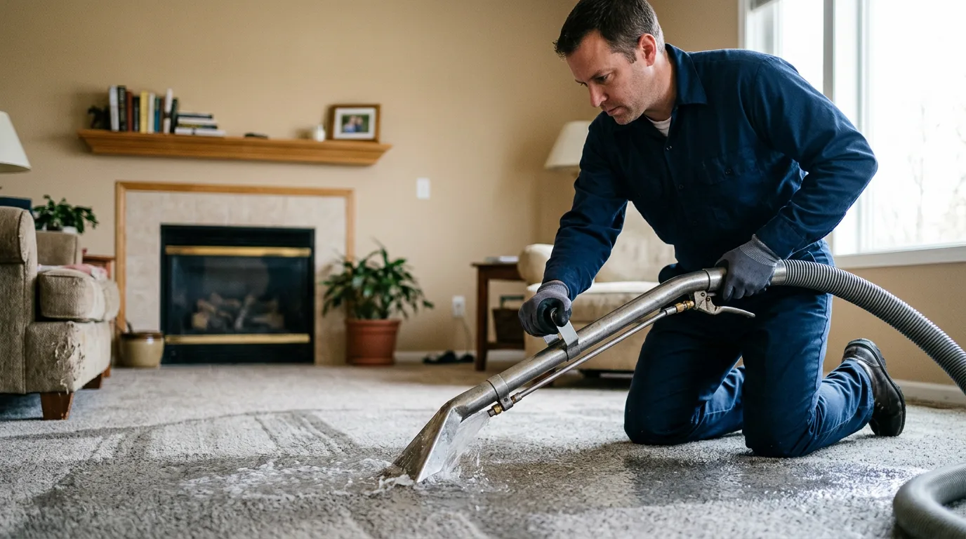 Water damage restoration technician working near Abercrombie, ND